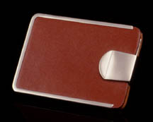 Brown Leather and Chrome Business Card Case