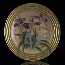 Scott Potter Gilt Orchid Decoupage Decorative Plate