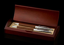 Brown Carlyle Leather Pen Set