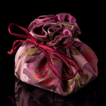 Burgundy/Mauve Satin Chinoiserie Jewelry Pouch