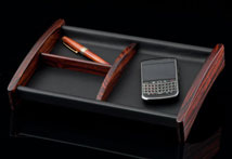 Cocobolo and Leather Valet Tray