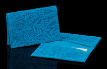 Turquoise Fauna Embossed Leather Card Case