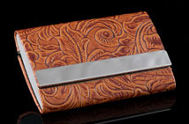 Brown Valencia Double-Sided Card Case
