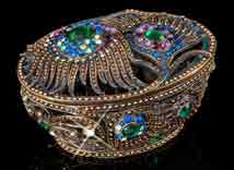 Jeweled Peacock Feathers Decorative Box