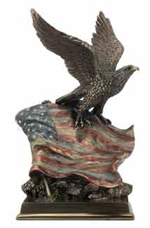 American Bald Eagle With Stars And Stripes Statue
