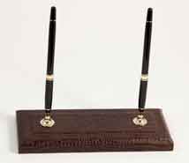 Crocodile Leather Double Pen Stand