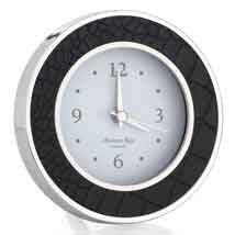 Addison Ross Black Croc and Silver Alarm Clock