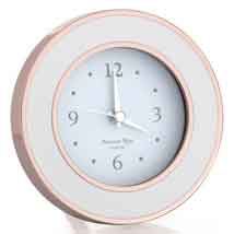 Addison Ross Rose Gold White Enamel Alarm Clock