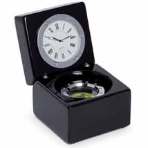 Ebony Captain's Box with Clock and Compass