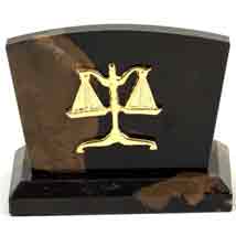 Scales of Justice Marble Card Holder and Clock