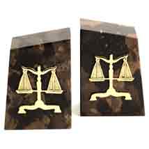 Scales of Justice Tiger Eye Marble Bookends