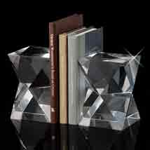 Crystal Glass Polyhedron Bookend Pair