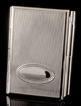Silver-Tone Card/Memo Holder with Pen