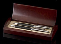 Black Carlyle Leather Pen Set