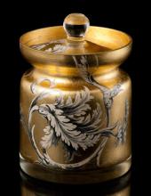 Gold Leaf Damask Covered Jar