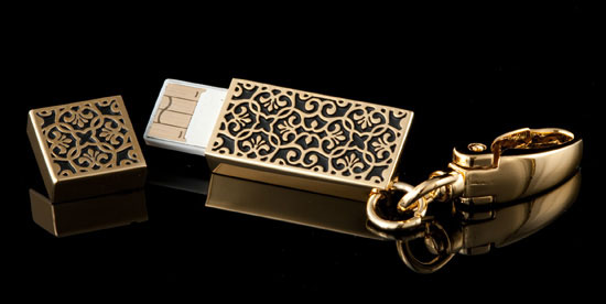 Golden Lace USB Drive Key Chain - Open