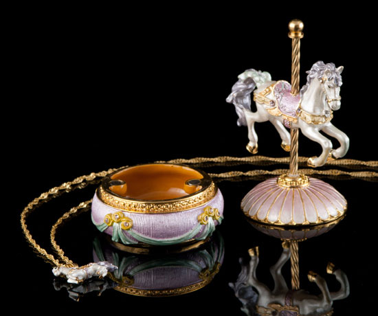 Jeweled Carousel Box and Necklace