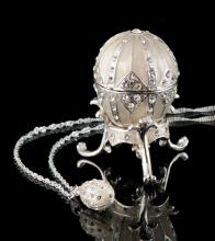 Silver Jeweled Egg Box and Necklace