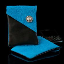 Turquoise Fauna Embossed Leather Cell Phone Case