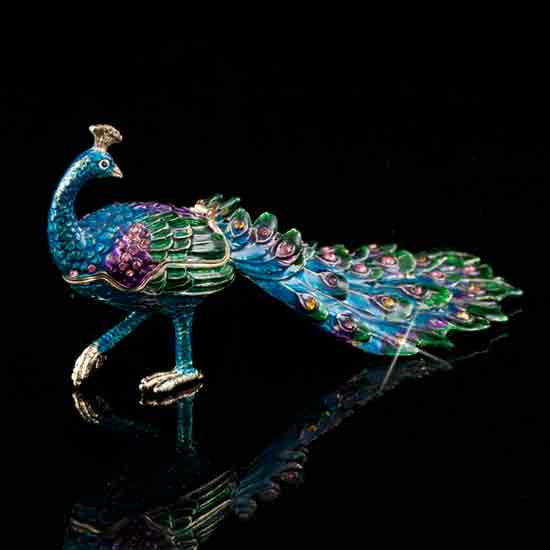 Jeweled Peacock Trinket Box