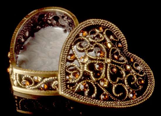 Jeweled Heart Box - Open