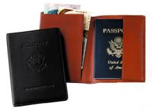 Black Debossed Leather Passport Jacket